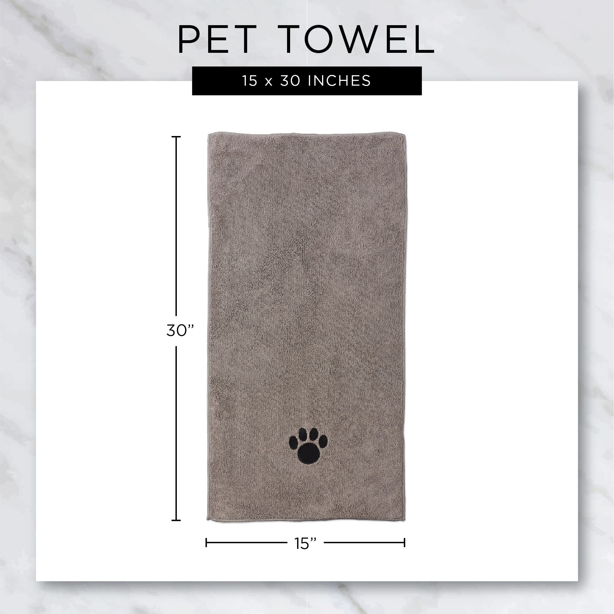 Bone Dry Pet Grooming, Embroidered Microfiber Towel Drying Collection, 15x30, Lavender - Image 8