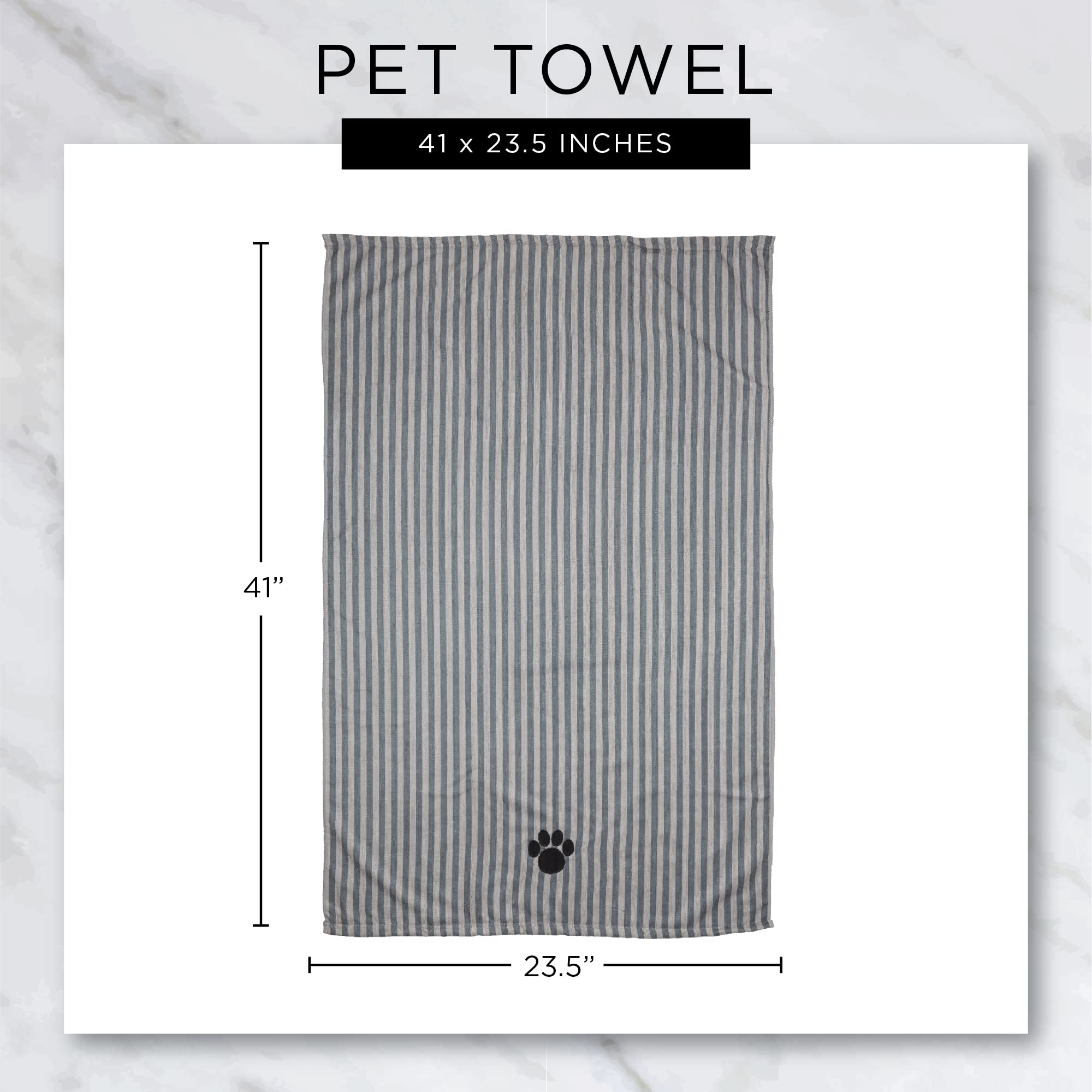 Bone Dry Pet Grooming Towel Collection Absorbent Microfiber X-Large, 41x23.5", Trellis Gray - Image 8