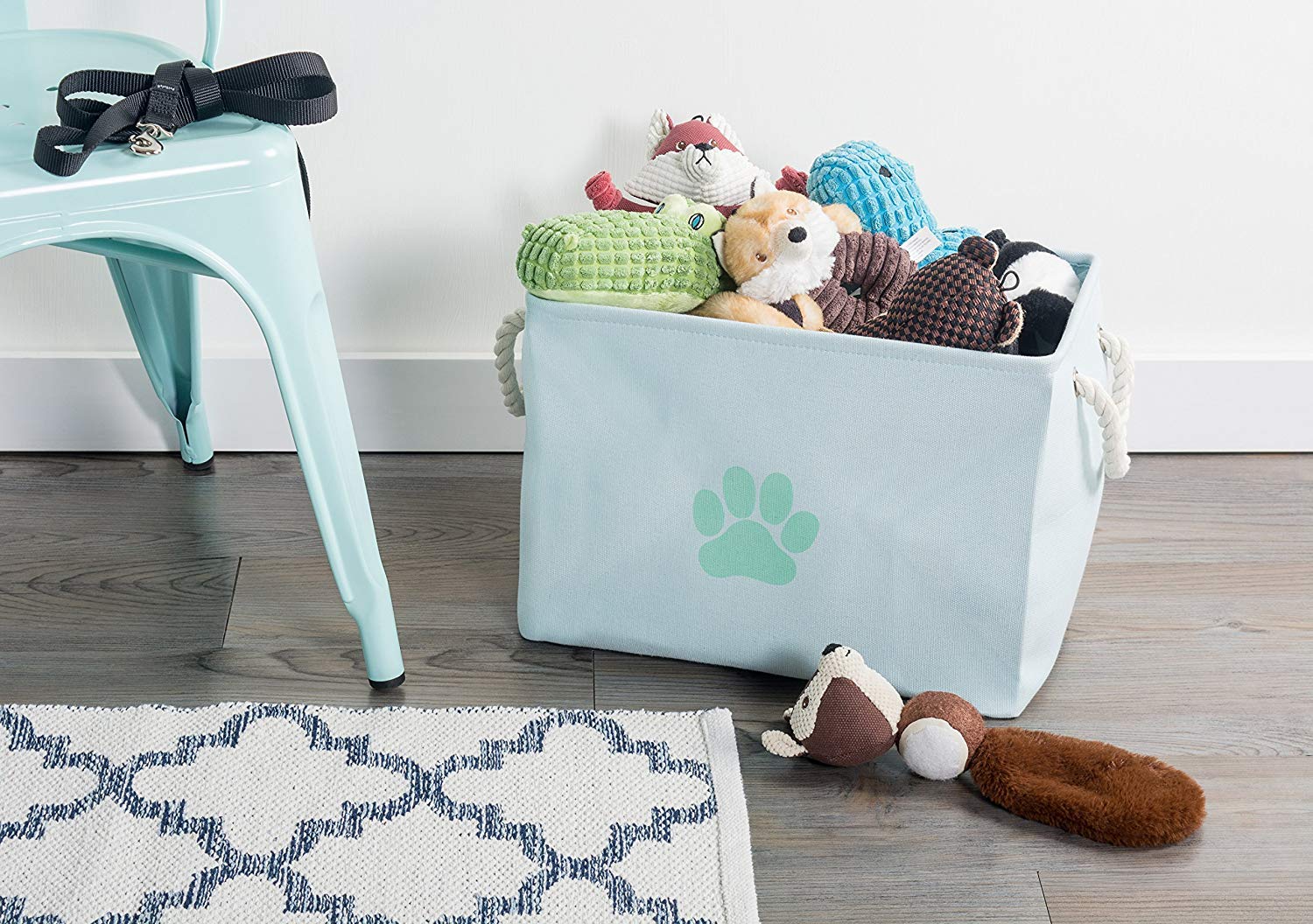 Bone Dry Pet Storage Collection Collapsible Bin, Medium Rectangle, Aqua - Image 5