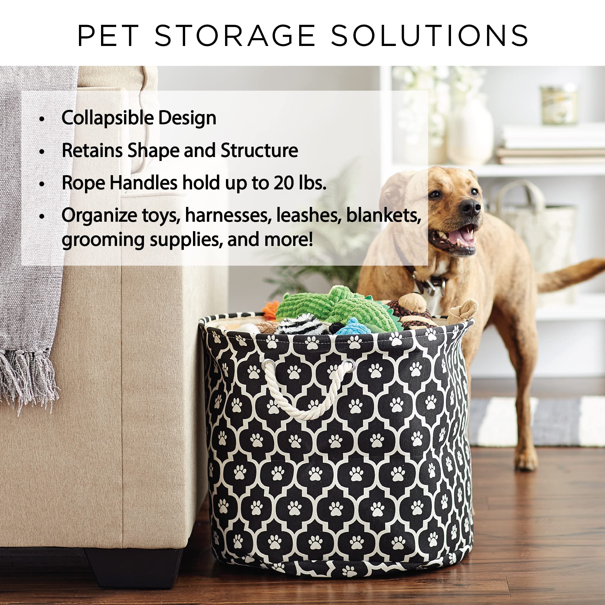 Bone Dry Pet Storage Collection Lattice Paw Print, Small Round, White/Aqua - Image 7