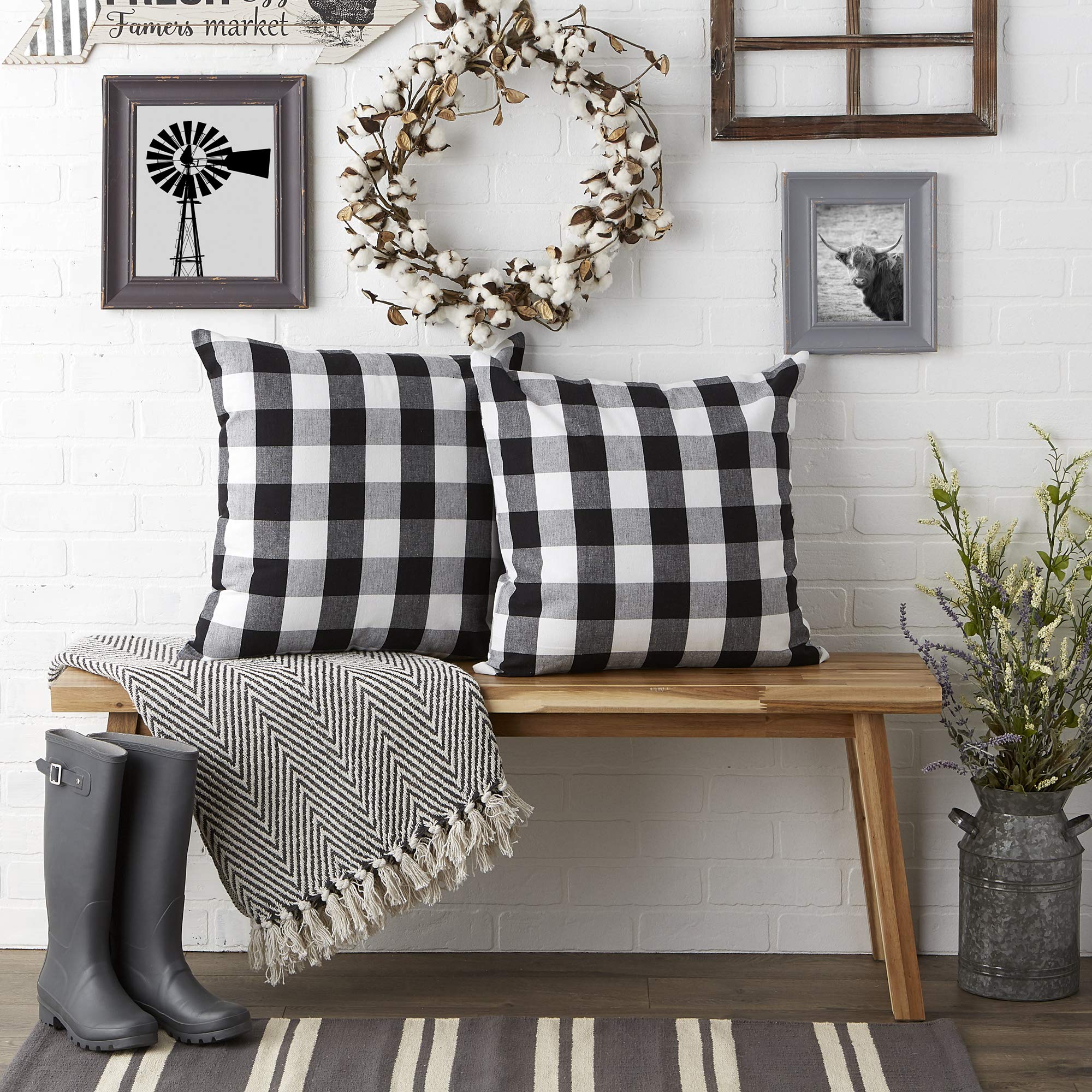 DII 100% Cotton Buffalo Check Pillow Cover Set, Black, 20x20, 2 Piece - Image 4