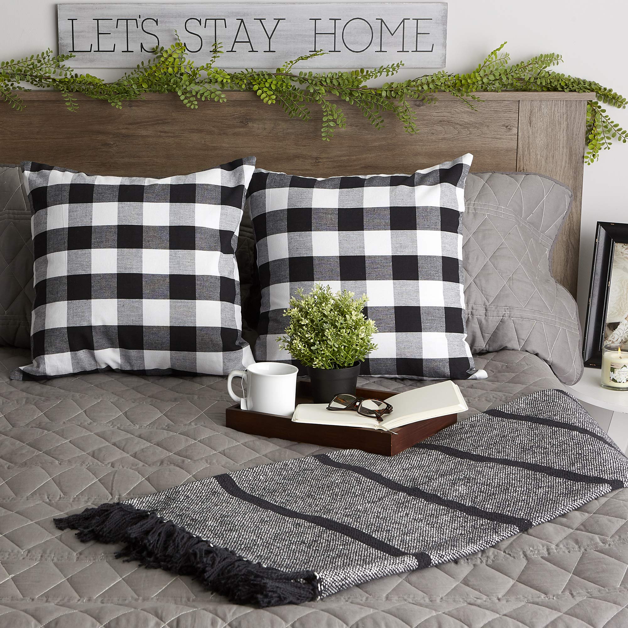 DII 100% Cotton Buffalo Check Pillow Cover Set, Black, 20x20, 2 Piece - Image 5