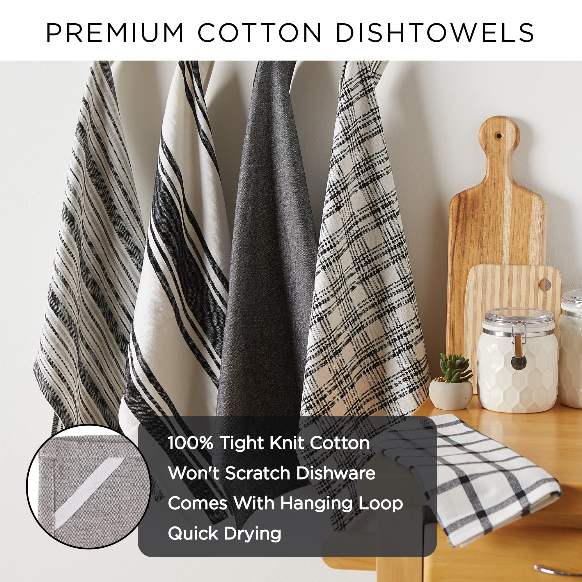 DII Buffalo Check Kitchen Collection, Classic Farmhouse Dishtowel Set, 20x30, Navy & Cream, 3 Piece - Image 8
