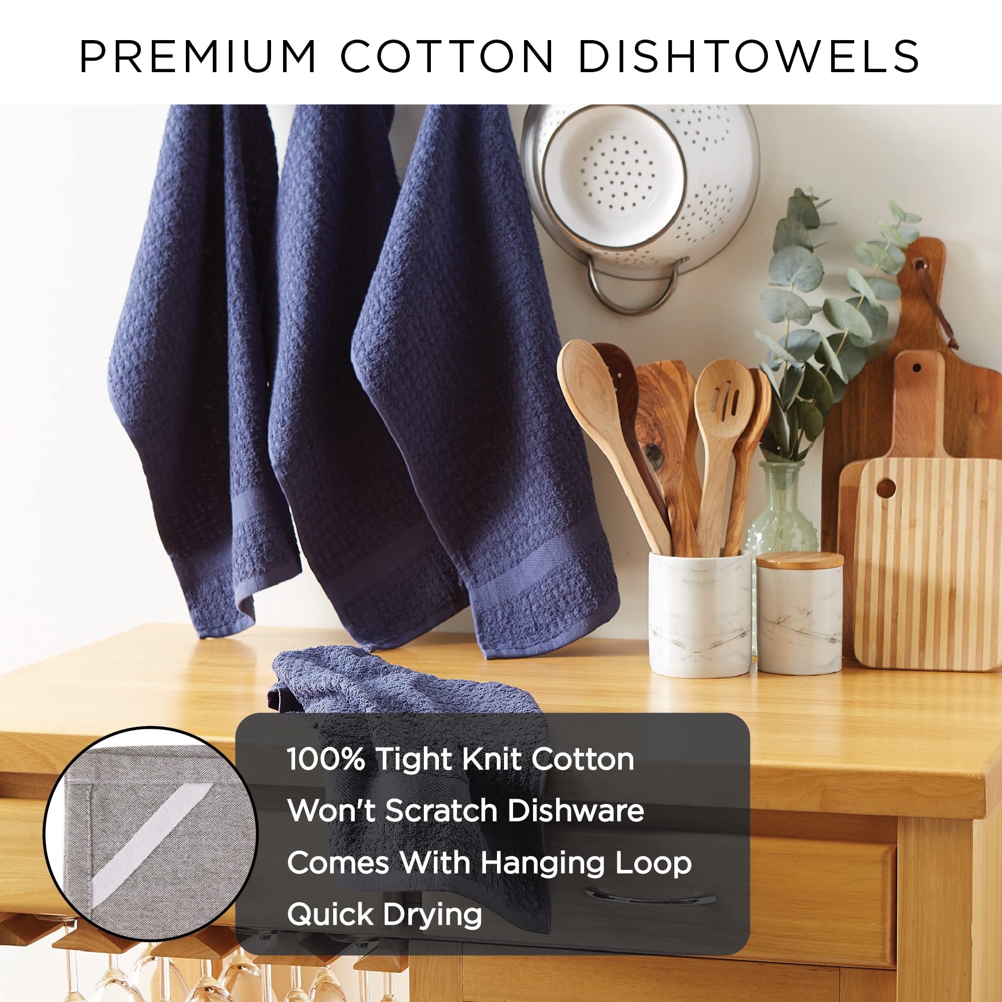 DII French Terry Collection Kitchen Dishtowel Set, 18x28, Barn Red Chambray Solid, 3 Piece - Image 7