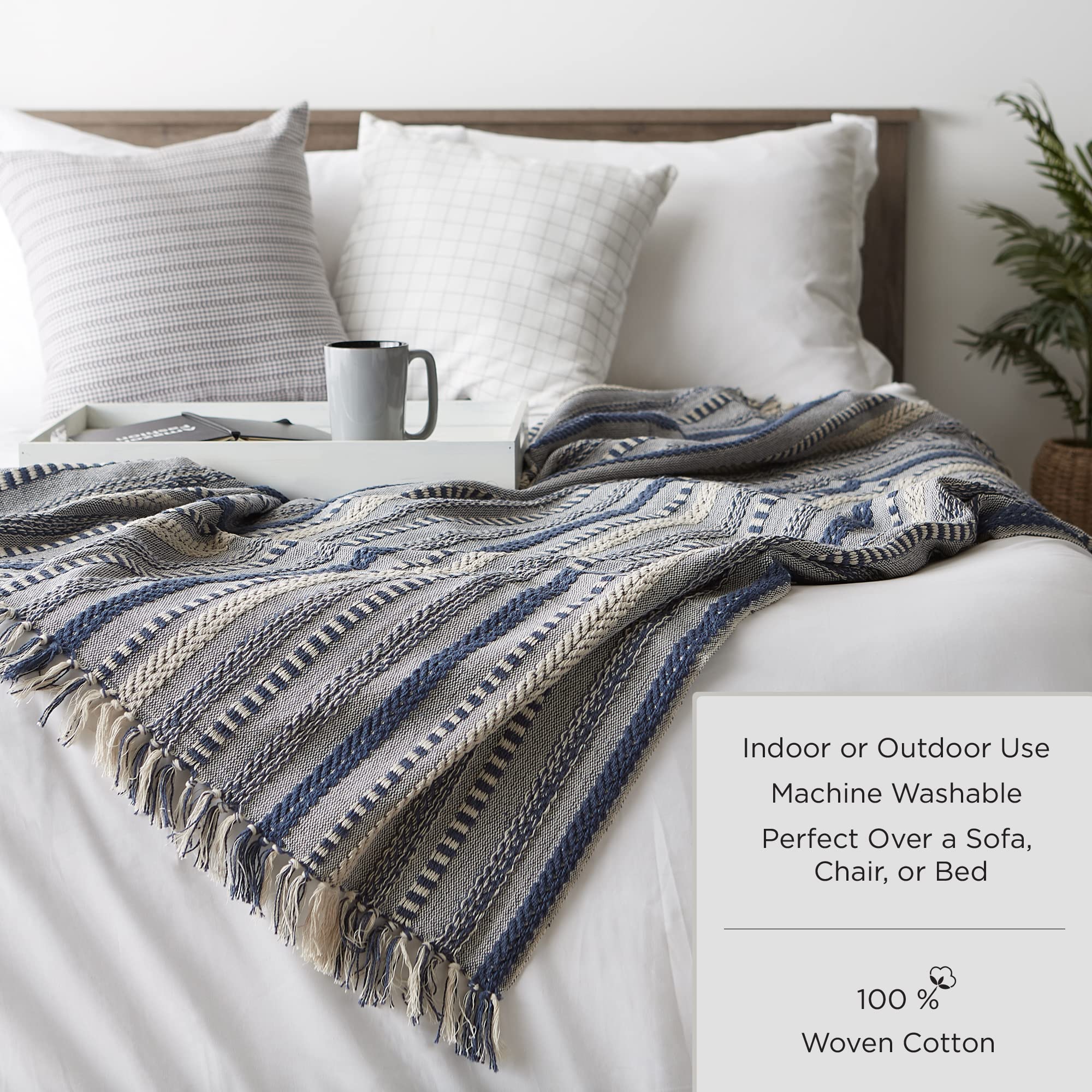 DII Buffalo Check Collection Rustic Farmhouse Throw Blanket with Tassles, 50x60, Tango Red/Black - Image 7