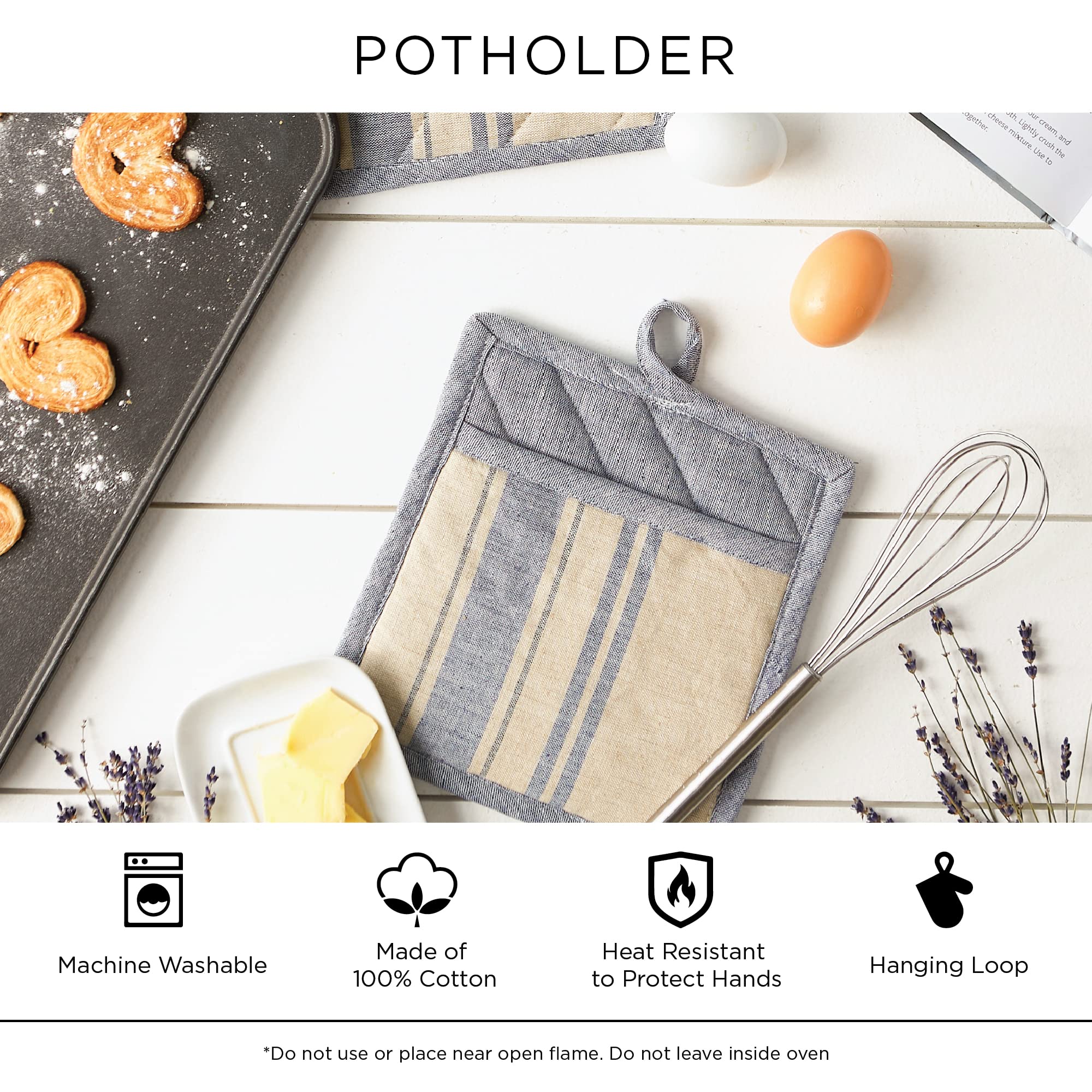 DII 100% Cotton Solid Chambray Kitchen Set, Potholders, Rose, 2 Piece - Image 8