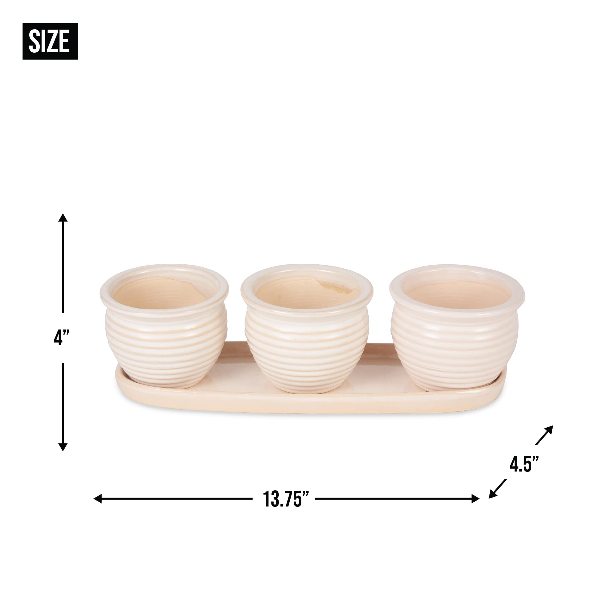 DII Ceramic Planter Collection Herb Pot Set, Brown Round, 13x75x4.5x4 - Image 7