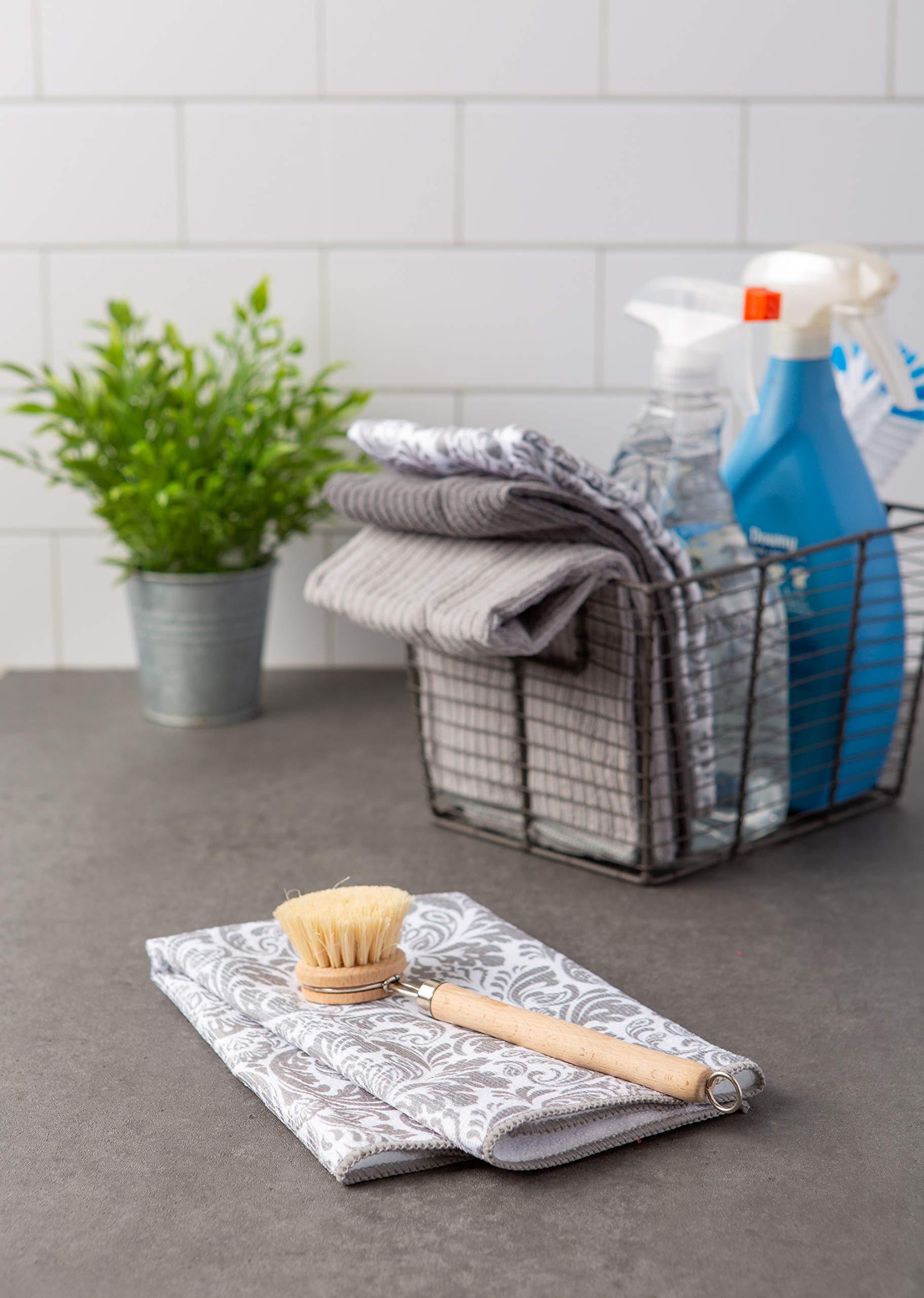 DII Cleaning Collection Multi-Purpose Microfiber, Gray Damask, Dishtowel Set - Image 4