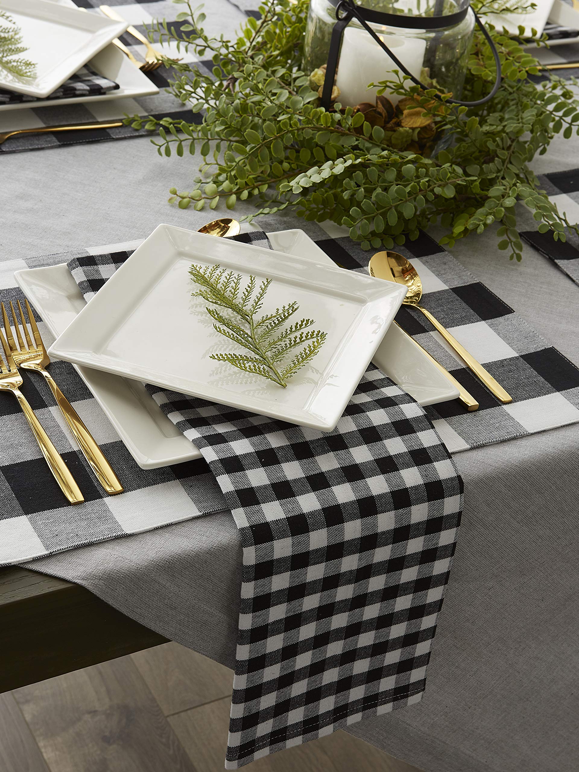 DII Cotton Napkin Set Machine Washable Everyday Basic, 20x20, Black & White Gingham, 4 Count - Image 7