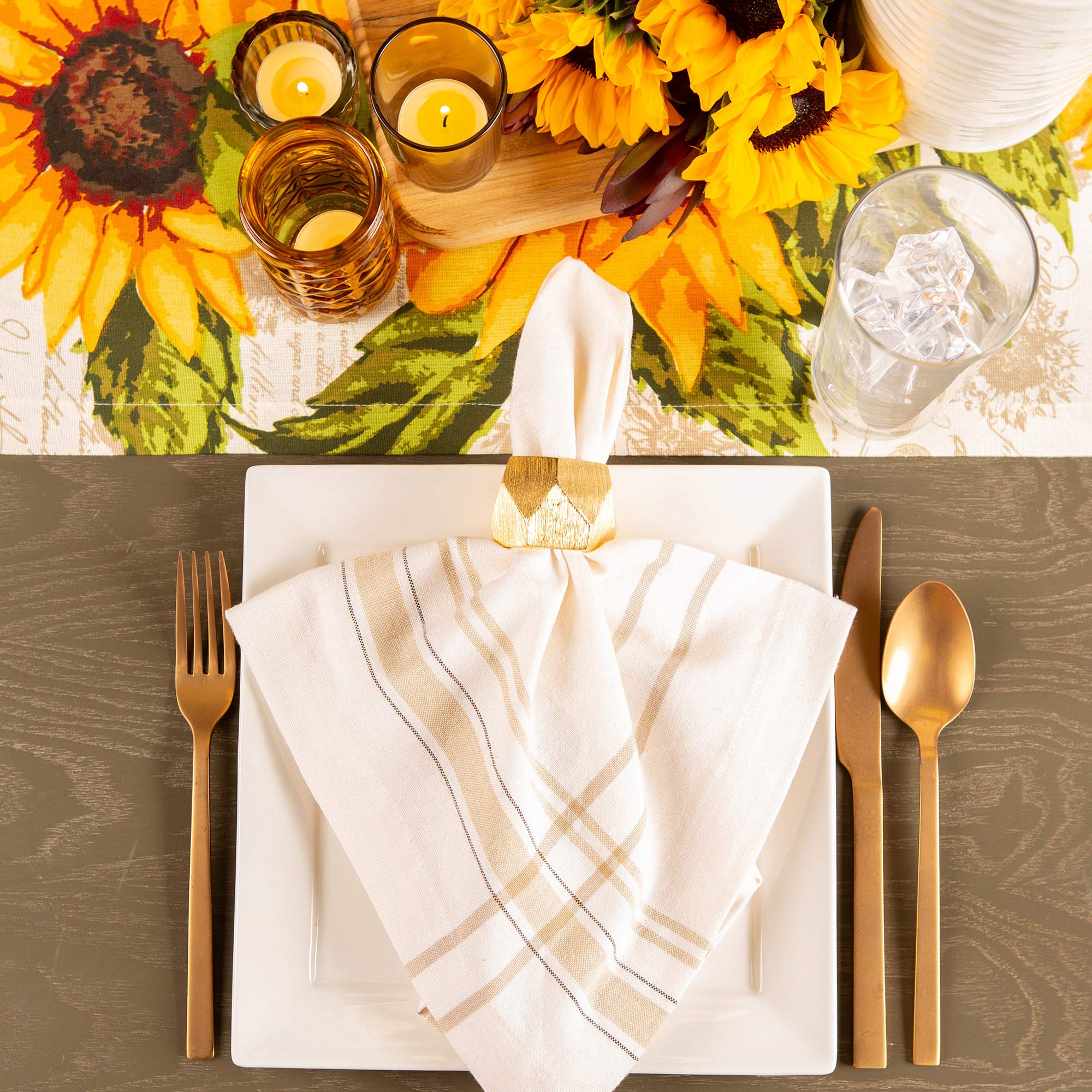 DII Decorative Geometric Napkin Ring Set, Triangle Band Gold, 6 Count - Image 5