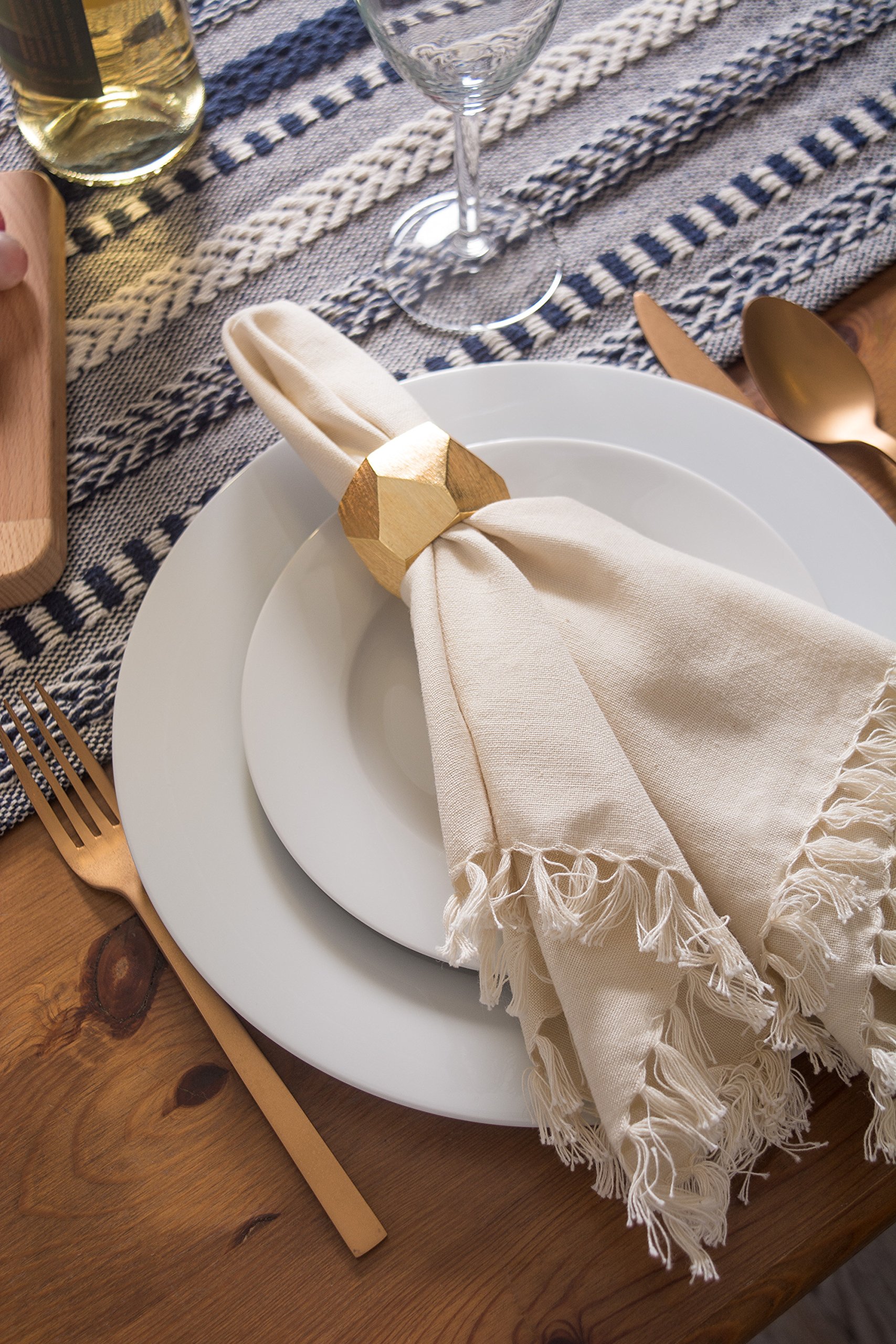 DII Decorative Geometric Napkin Ring Set, Triangle Band Gold, 6 Count - Image 7