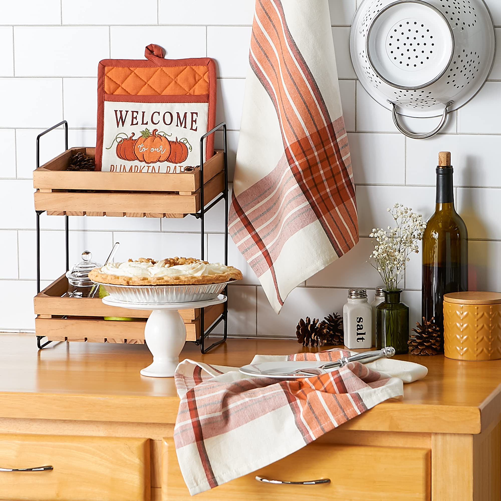 DII Fall Kitchen Décor Collection Dish Towel & Potholder Hostess Gift Set, Pumpkin Patch, 3 Piece - Image 6