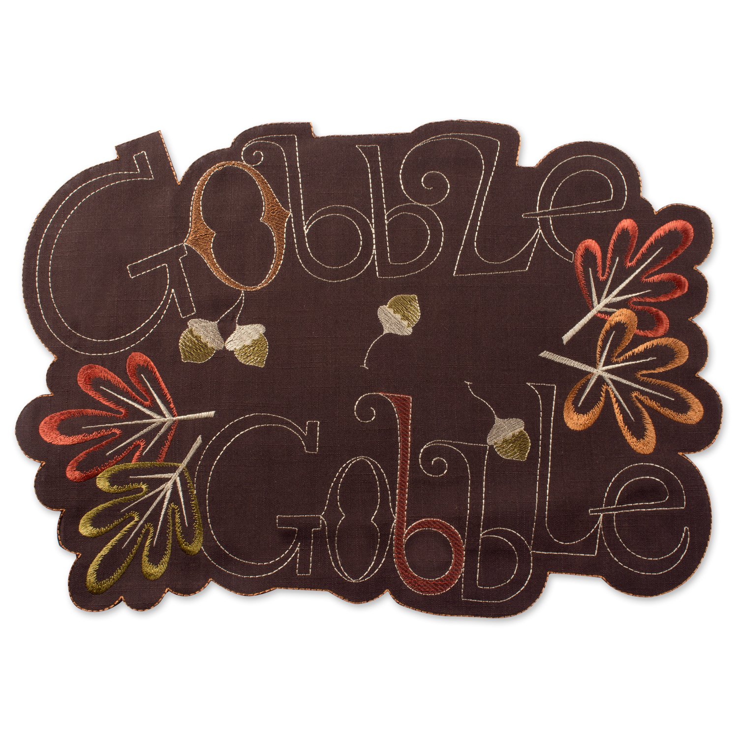 DII Fall Table Decorations, Thanksgiving, Placemat Set, 13x19, Embroidered Gobble Gobble, 4 Count - Image 3