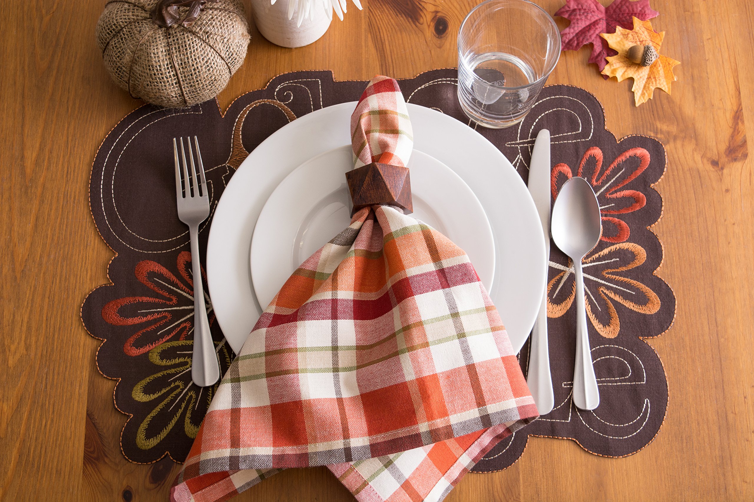 DII Fall Table Decorations, Thanksgiving, Placemat Set, 13x19, Embroidered Gobble Gobble, 4 Count - Image 6