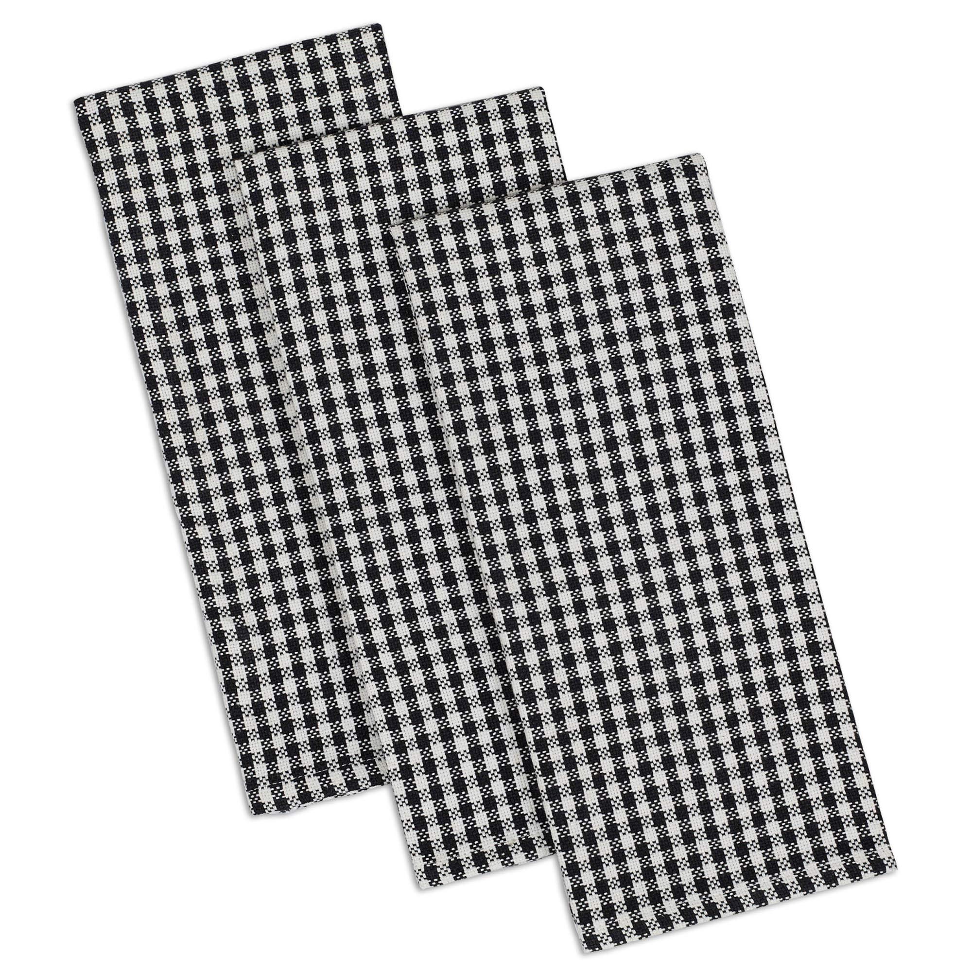 DII French Check Kitchen Collection Decorative Oversized Cotton Dishtowels, Assorted Set, Black, 6 Piece - Image 6