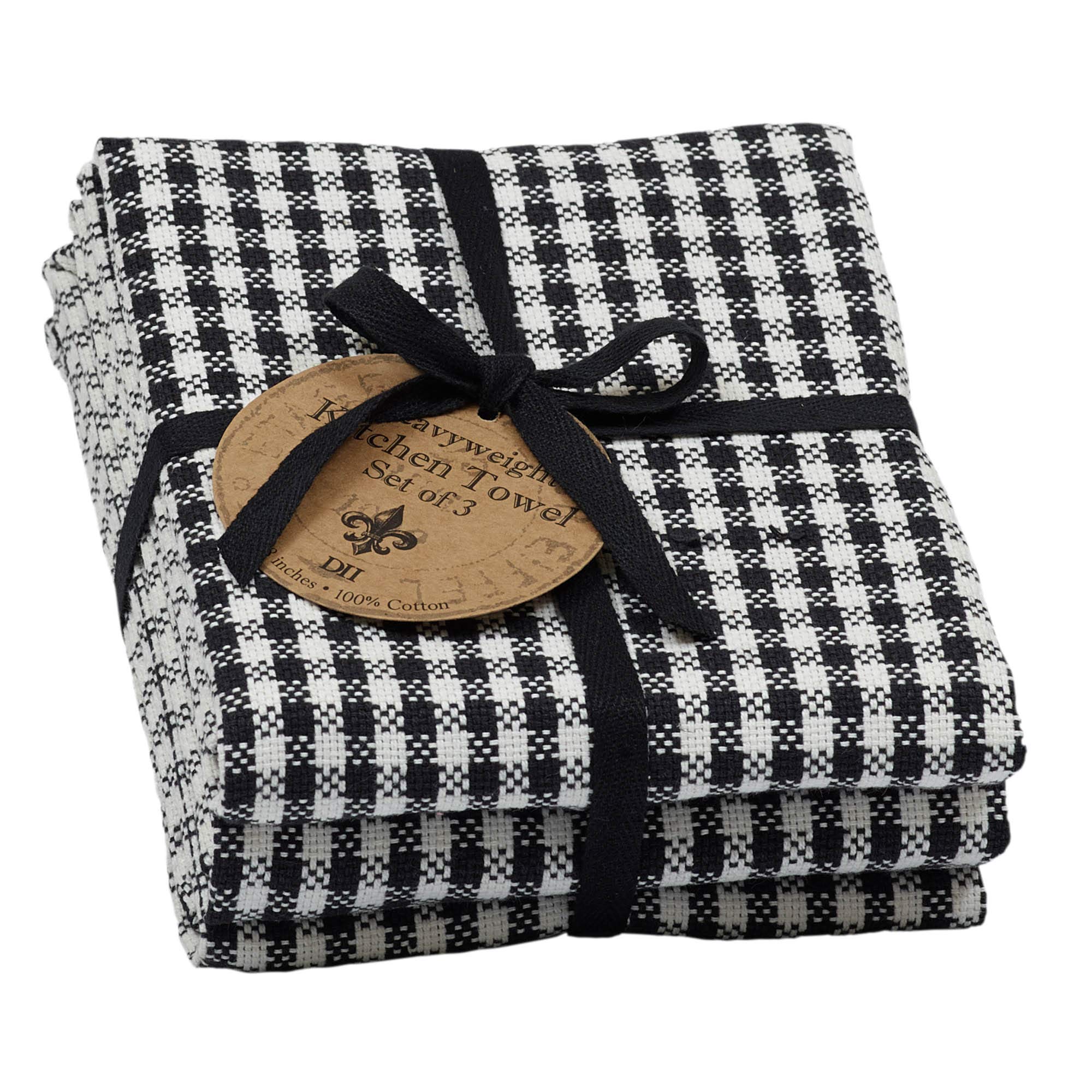 DII French Check Kitchen Collection Decorative Oversized Cotton Dishtowels, Assorted Set, Black, 6 Piece - Image 8