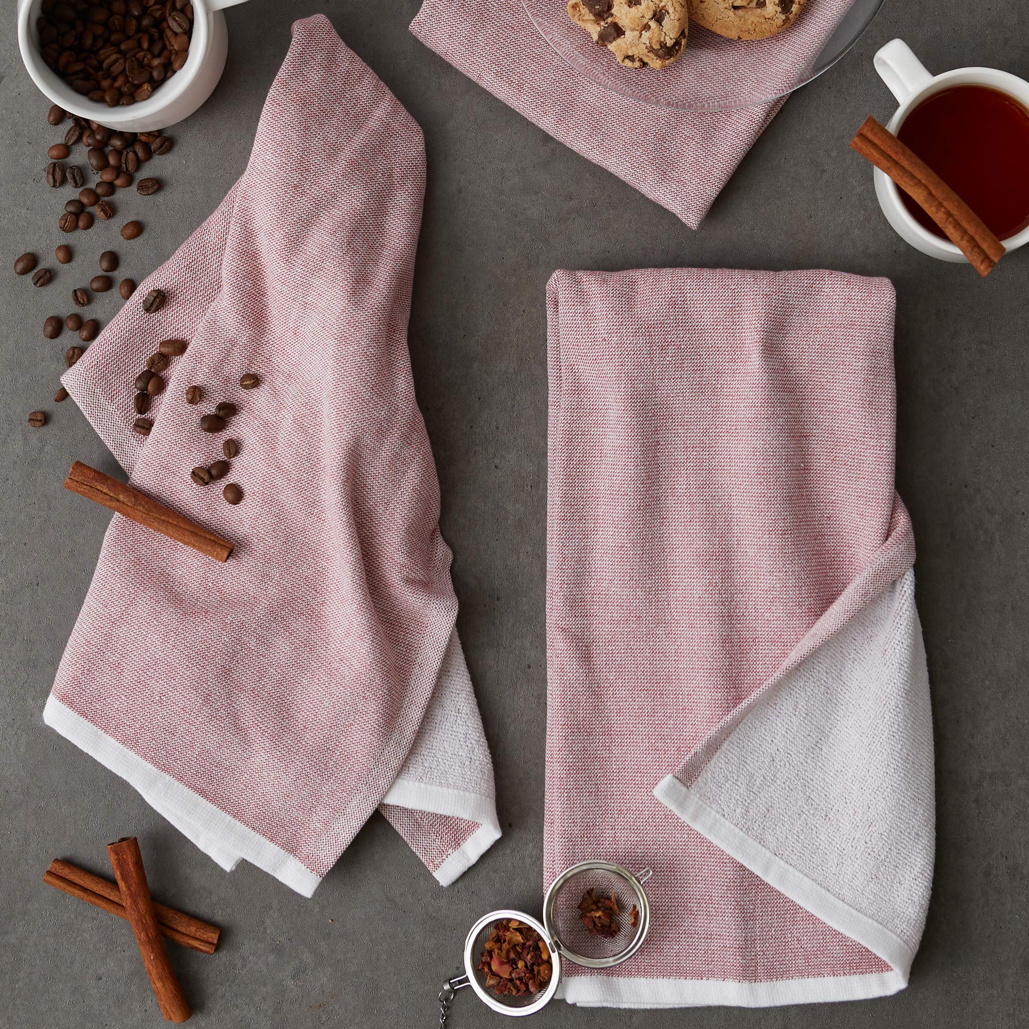 DII French Terry Collection Kitchen Dishtowel Set, 18x28, Barn Red Chambray Solid, 3 Piece - Image 5