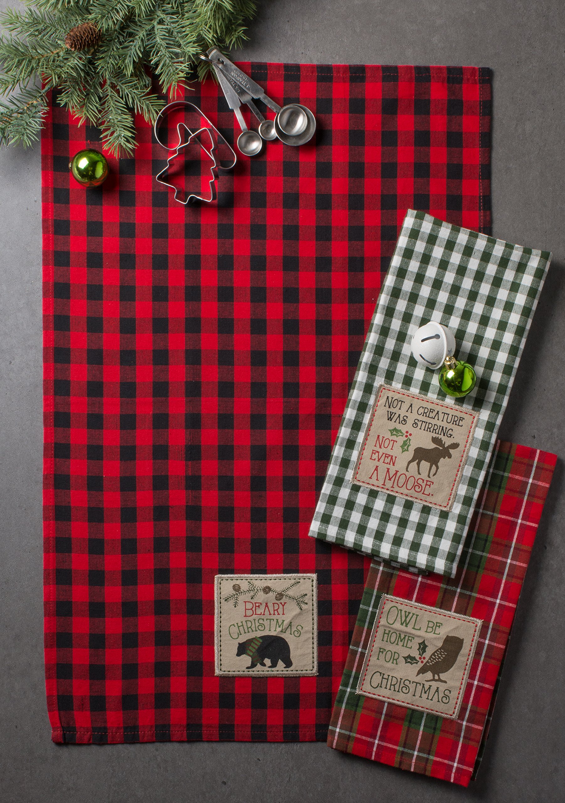 DII Holiday Kitchen Towels Embroidered Dish Towel Set, 18x28, Cabin Christmas, 3 Piece - Image 3