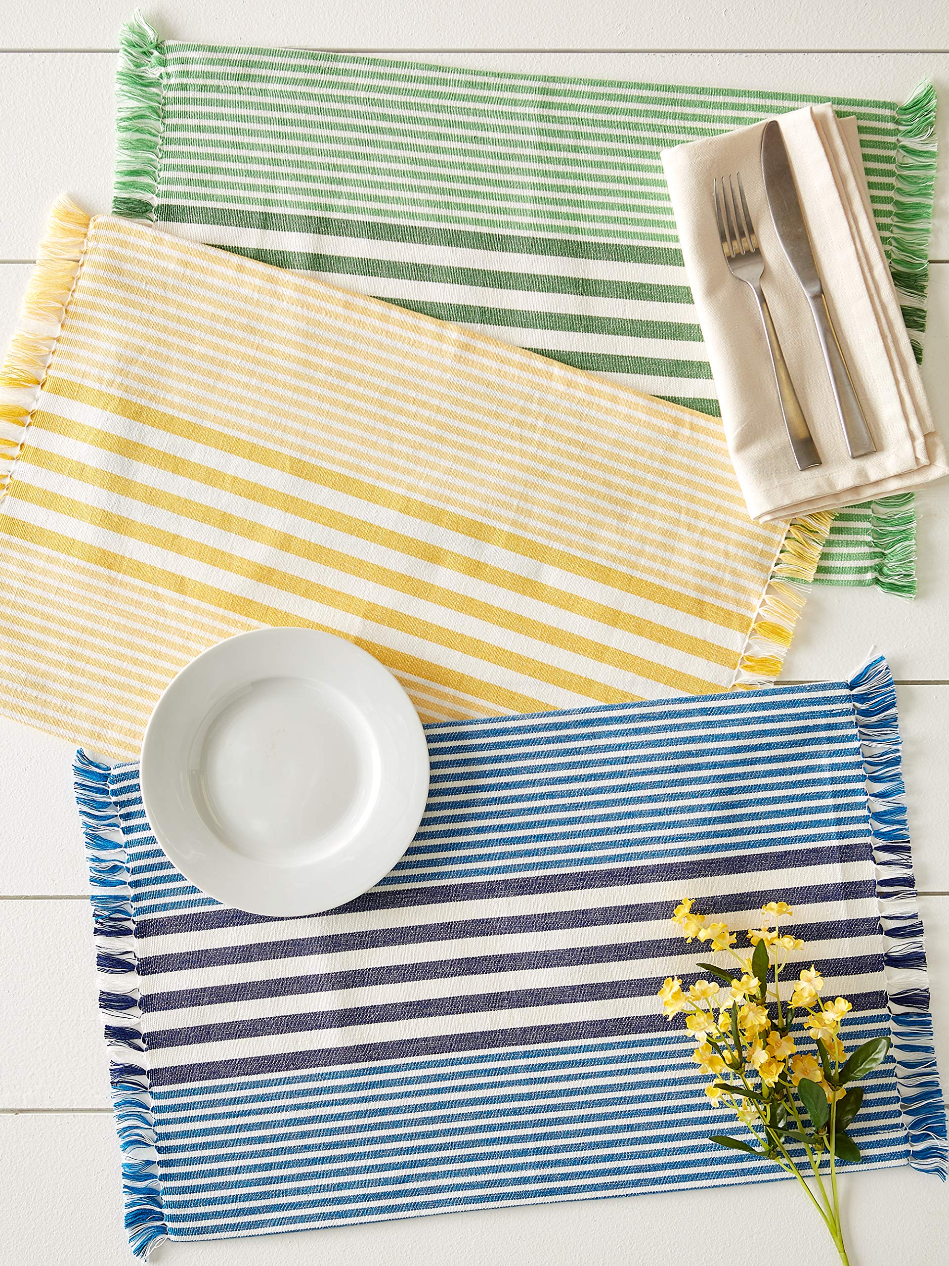 DII Multi Stripe Kitchen Tabletop Collection, Placemat Set, 13x19, Grass Green, 6 Piece - Image 6