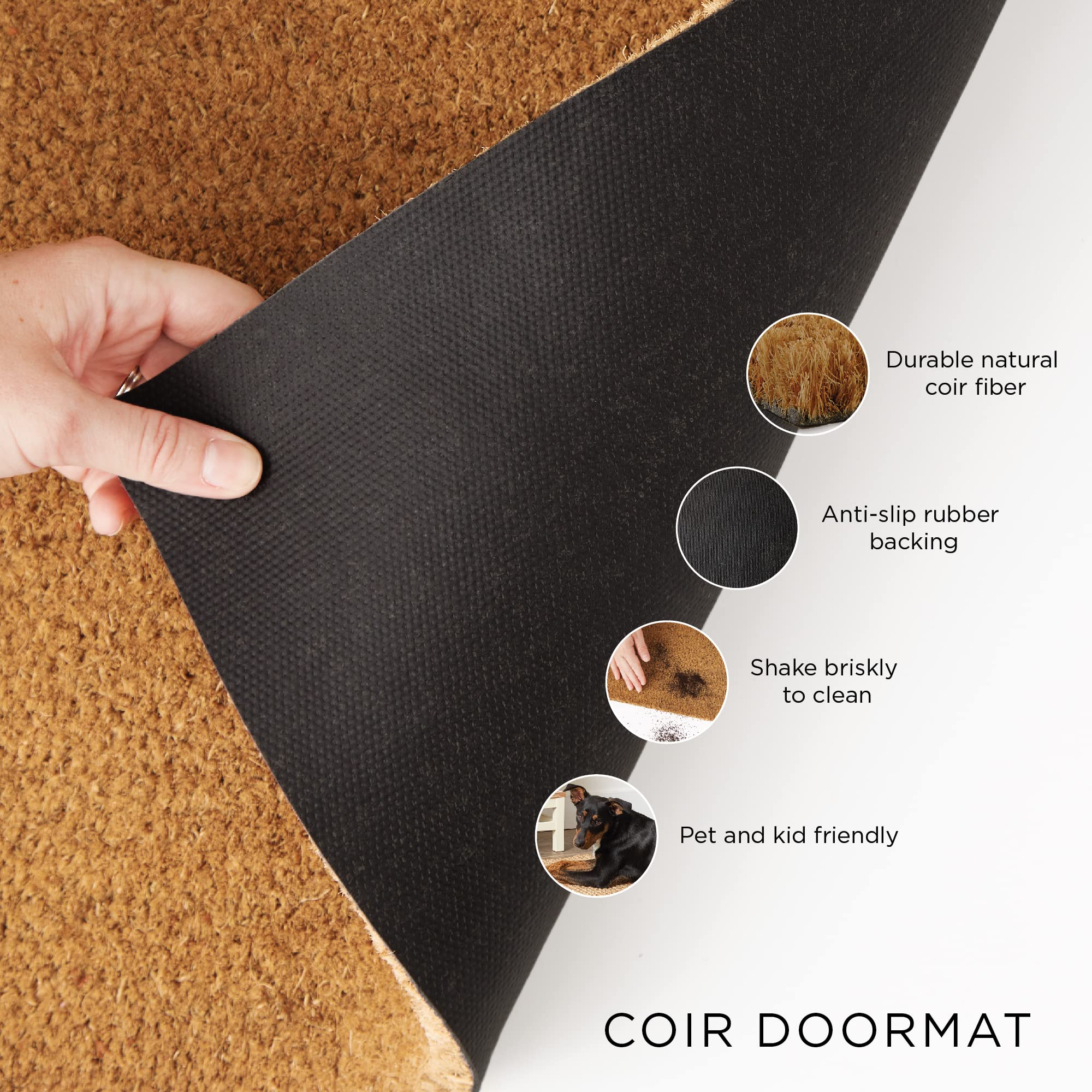 DII Natural Coir Front Door Mat Outdoor Collection, Decorative Checkered Doormat with Heavy Duty PVC Backing, 17x29, Buffalo Check Welcome - Image 7