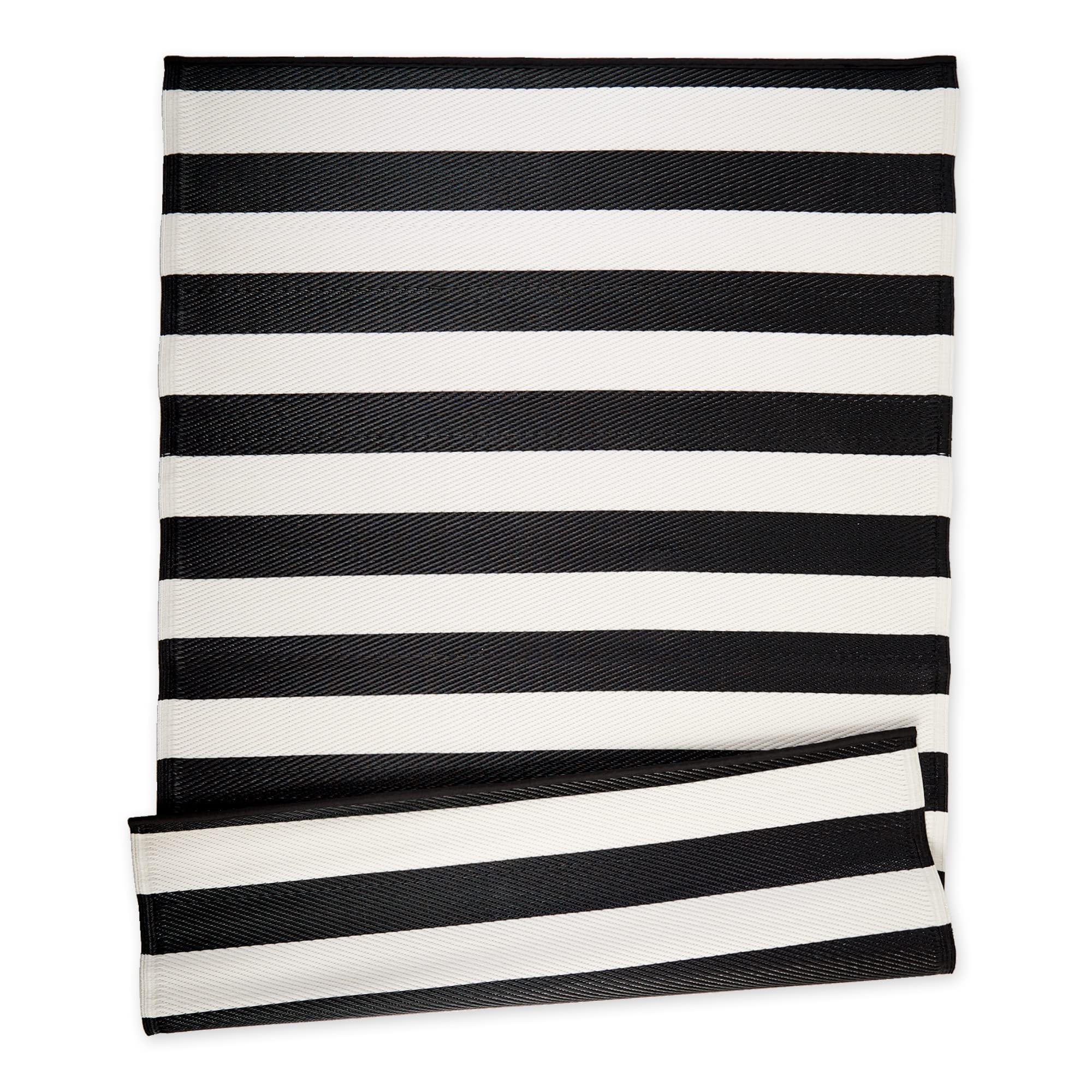 DII Outdoor Rug Collection Reversible Woven Polypropylene Plastic Straw Mat, 4x6-Feet, Black & White - Image 3