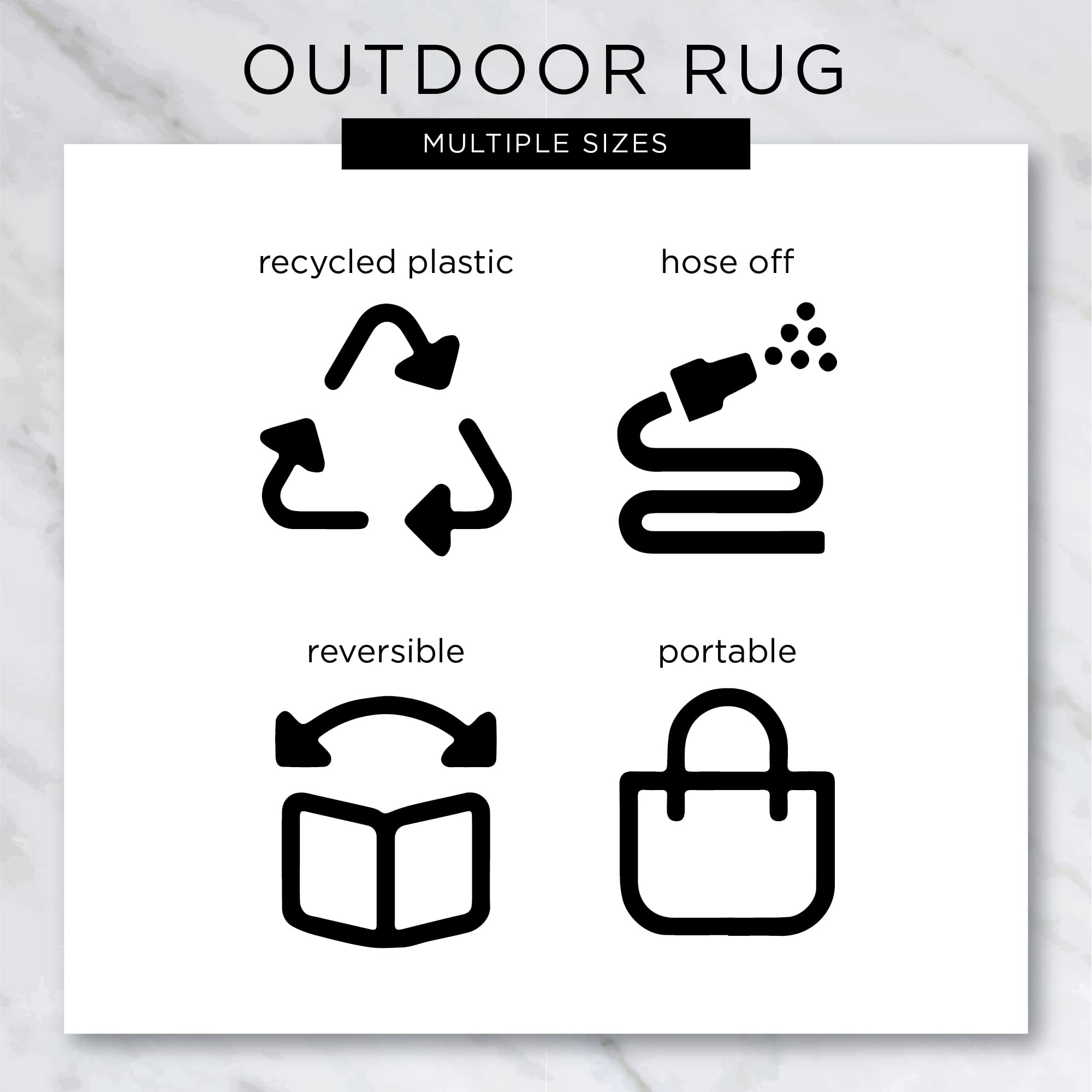 DII Outdoor Rug Collection Reversible Woven Polypropylene Plastic Straw Mat, 4x6-Feet, Black & White - Image 7