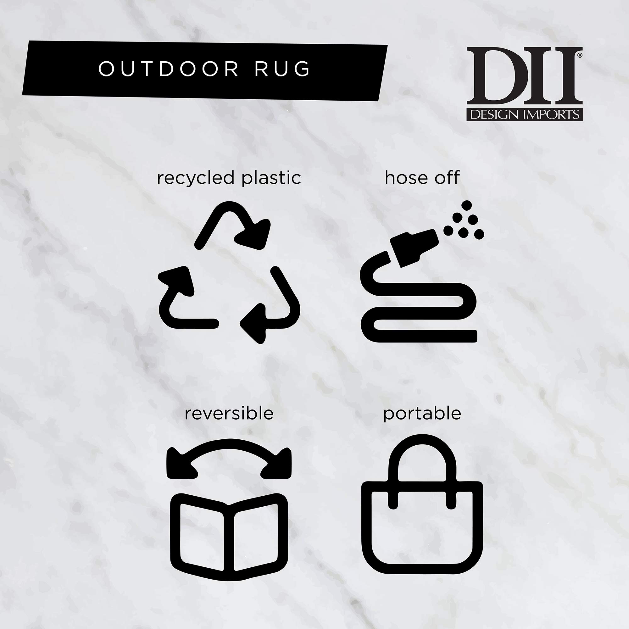 DII Outdoor Rugs Collection Reversible Woven, 5' Round, Taupe Floral - Image 6