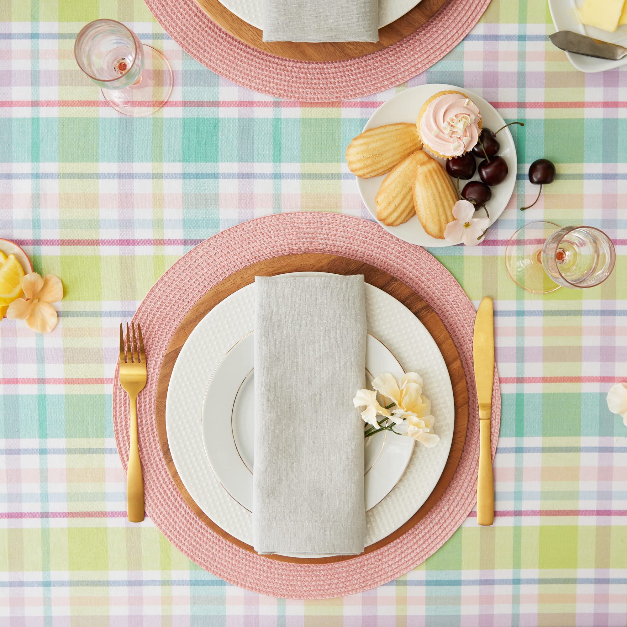 DII Spring Plaid Table Top Collection 100% Machine Washable Dress Up Your Table for Spring, Easter, Family Dinners, Picnics and Everyday, 60x84 - Image 5