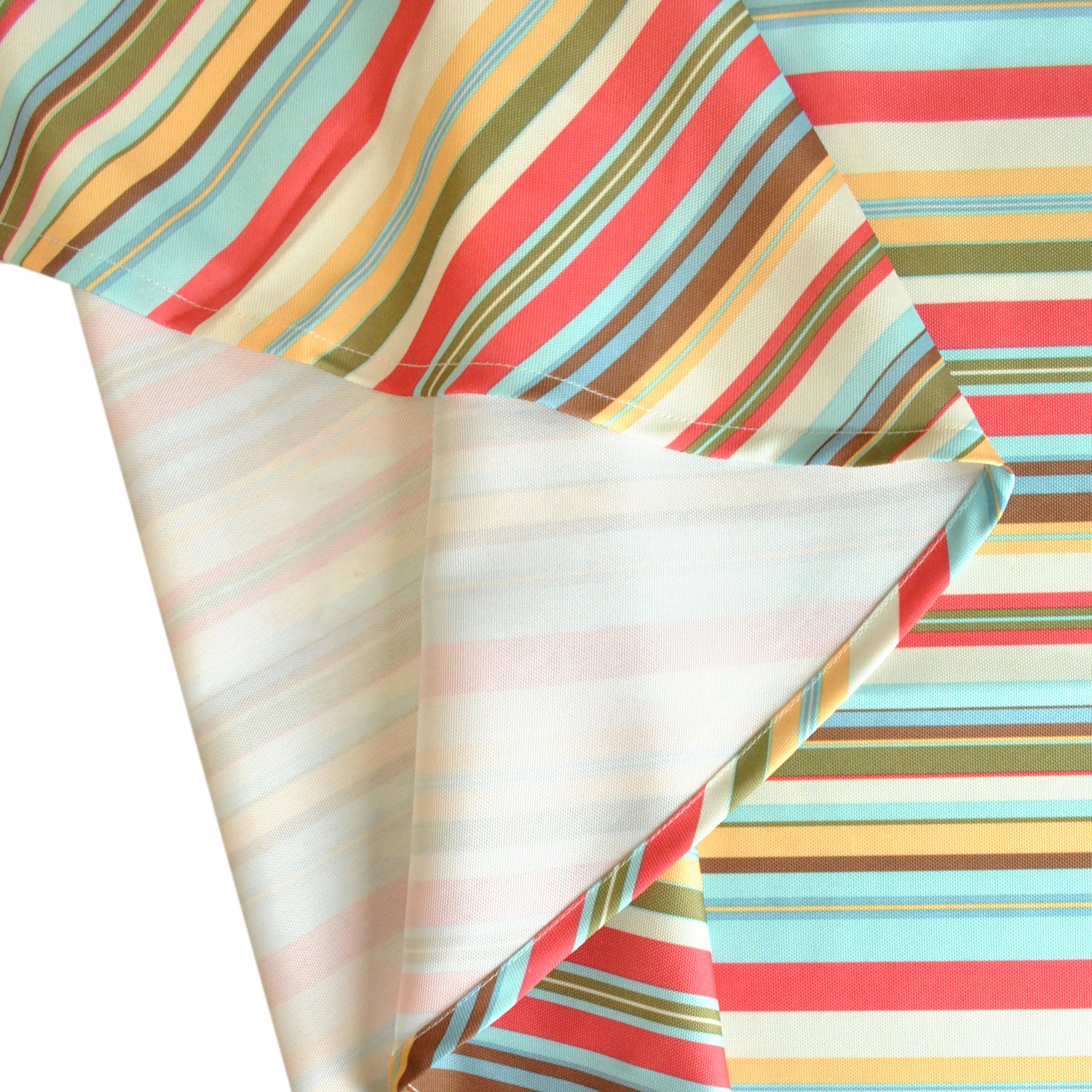 DII Summer Stripe Outdoor Zippered Tabletop Collection, Multi-use, Machine Washable, Tablecloth, 60" Round, Sunset - Image 6