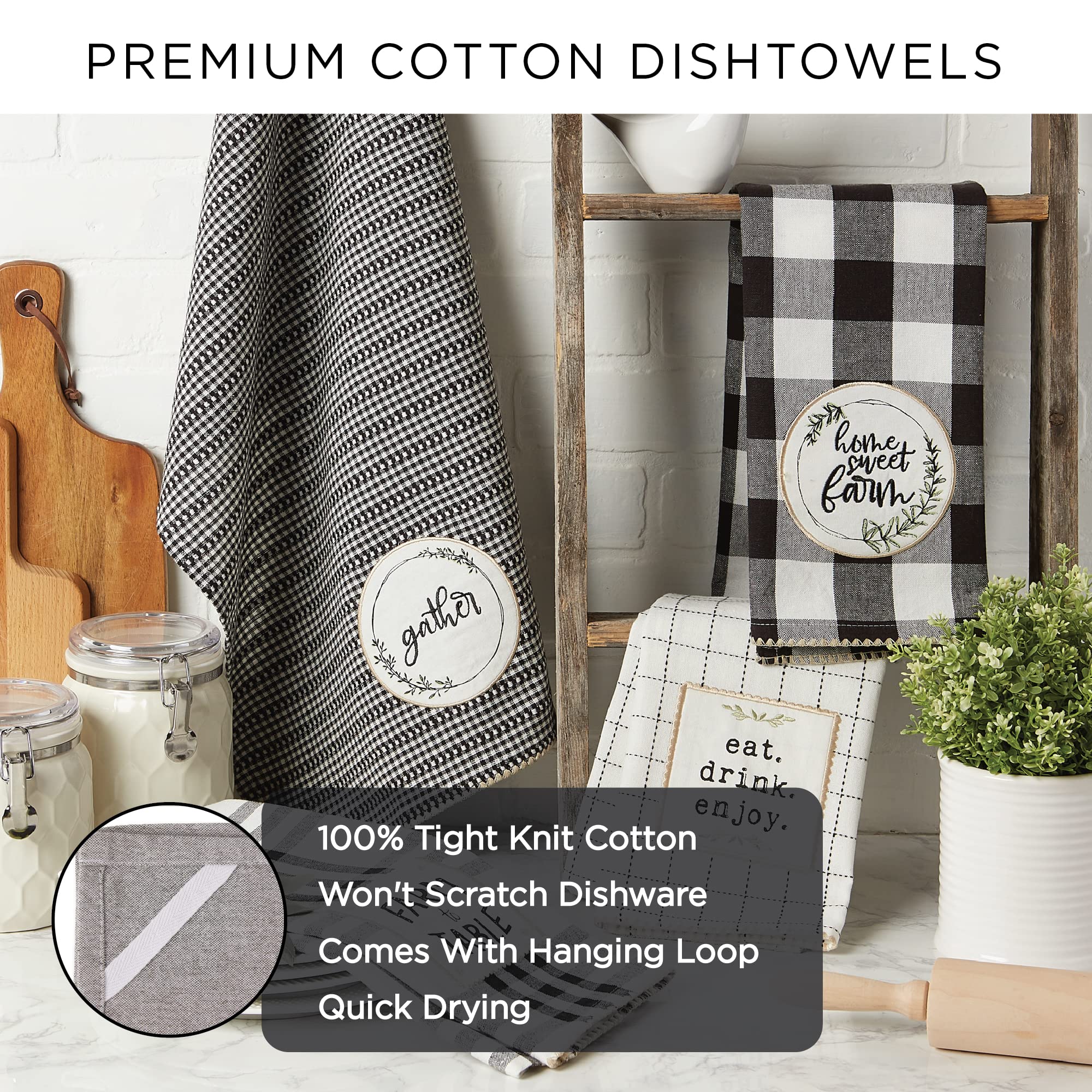 DII Thanksgiving Fall Kitchen Towels Collection Decorative Embellished Dish Towel Set, 18x28, Wishes, 2 Count - Image 9