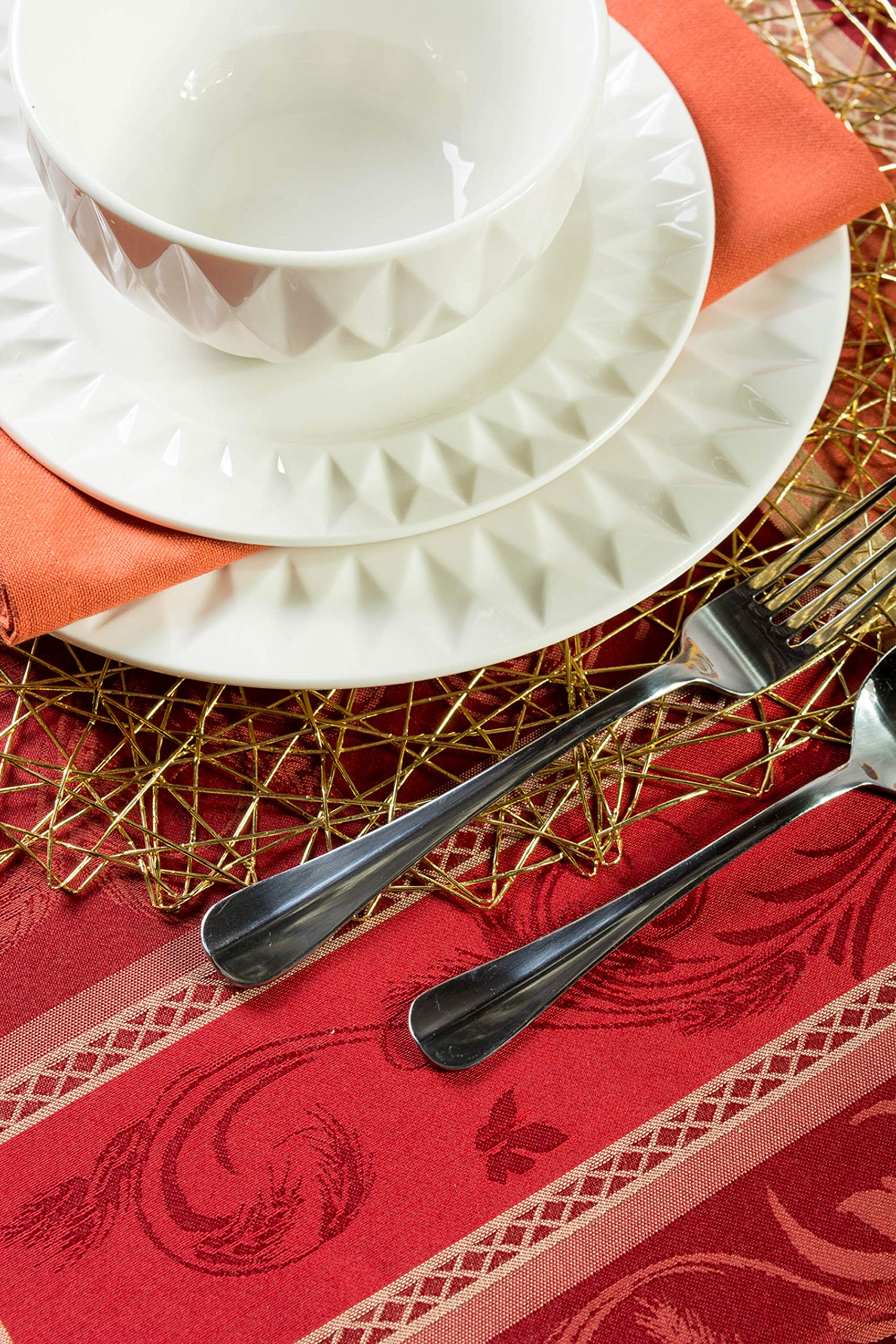 DII Traditional Harvest Wheat Jacquard Collection Thanksgiving Fall Table Décor Damask Cotton, 70" Round Tablecloth, Burnt Orange Pumpkin Vine - Image 7