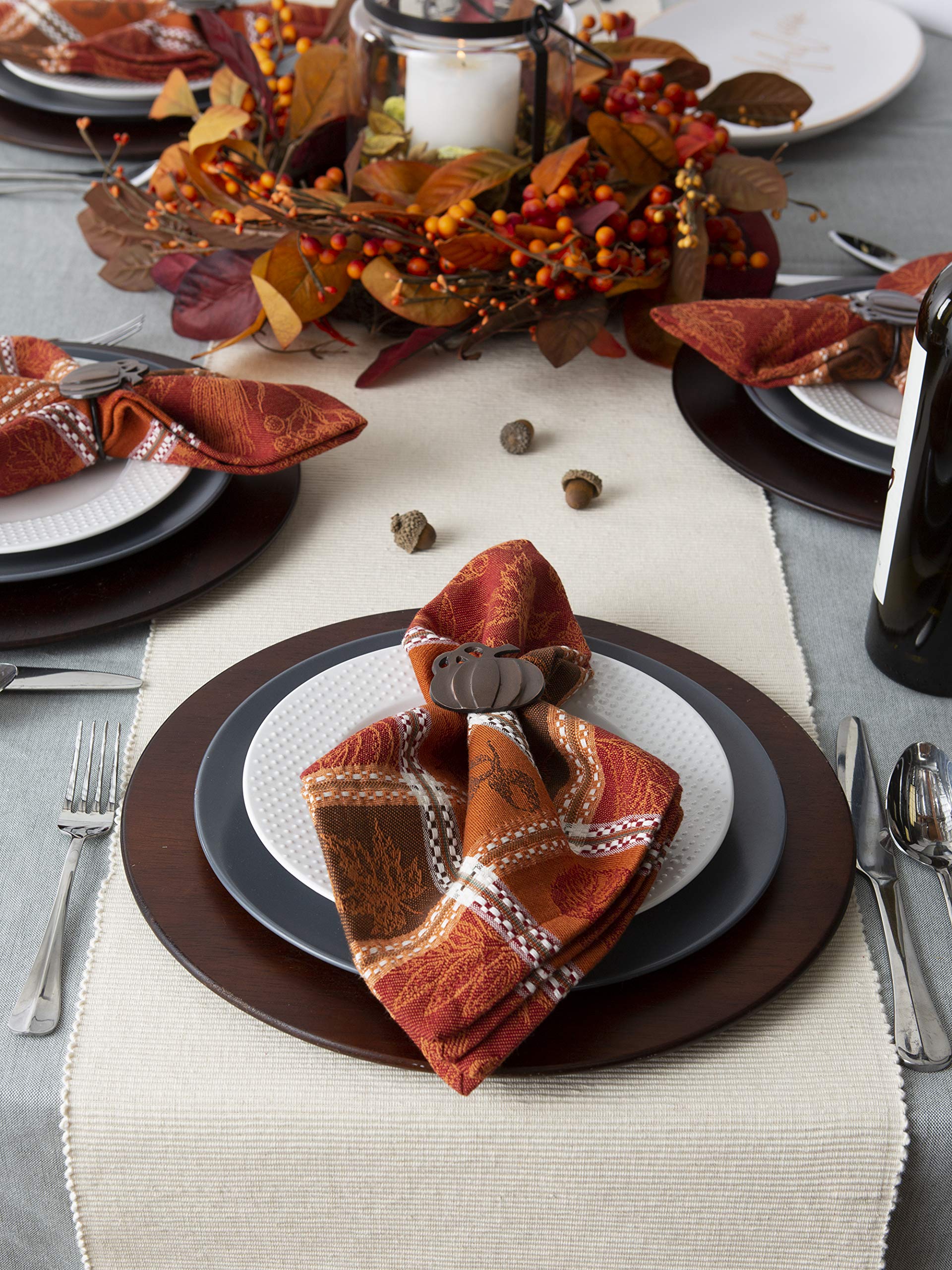 DII Traditional Harvest Wheat Jacquard Collection Thanksgiving Fall Table Décor Damask Cotton, Square Napkin Set, 20x20, Wine Red Botanical, 6 Piece - Image 8