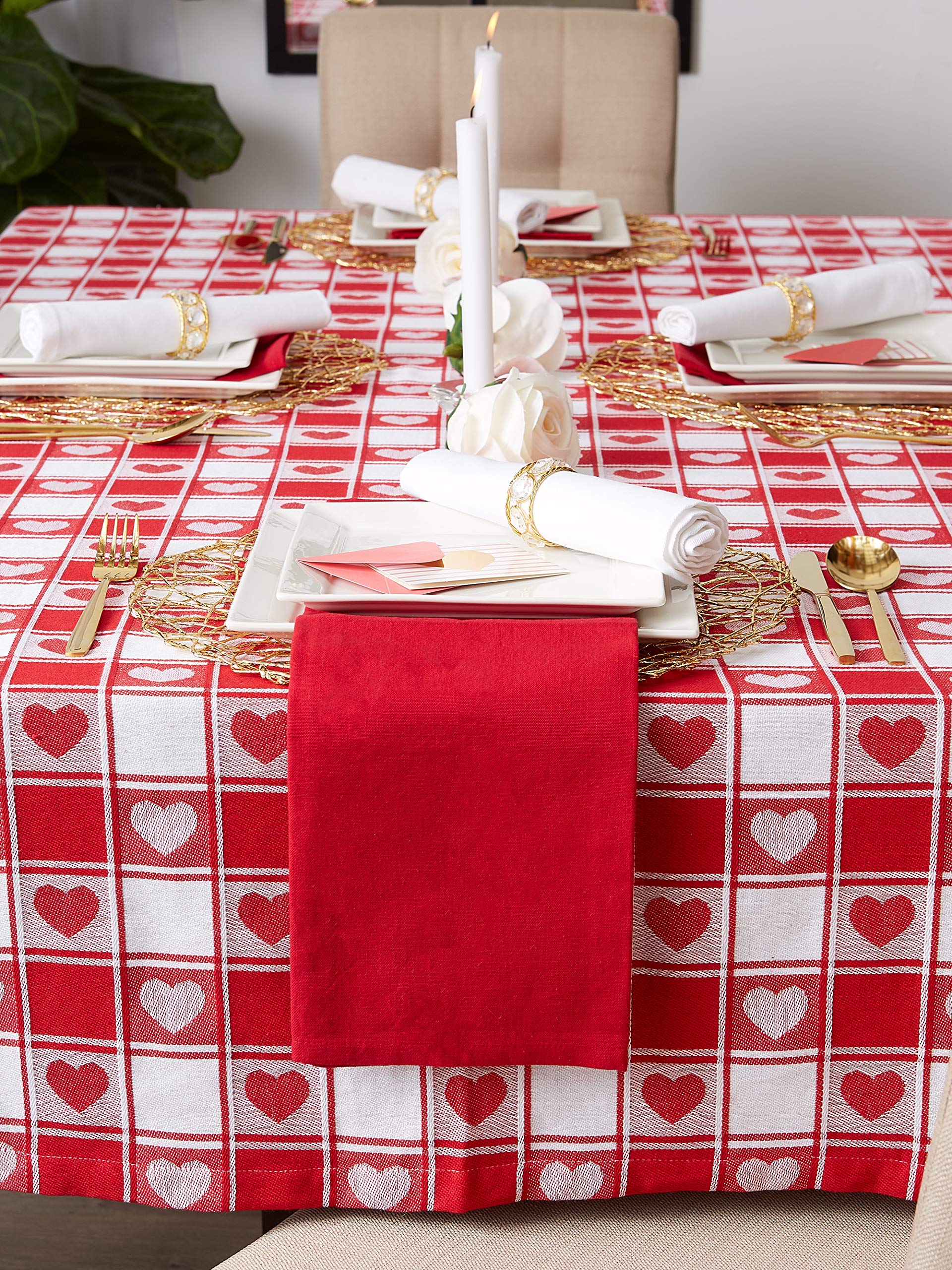 DII Valentine's Day Tablecloth Check Collection, Tablecloth, 60x84, Checkered Hearts - Image 4